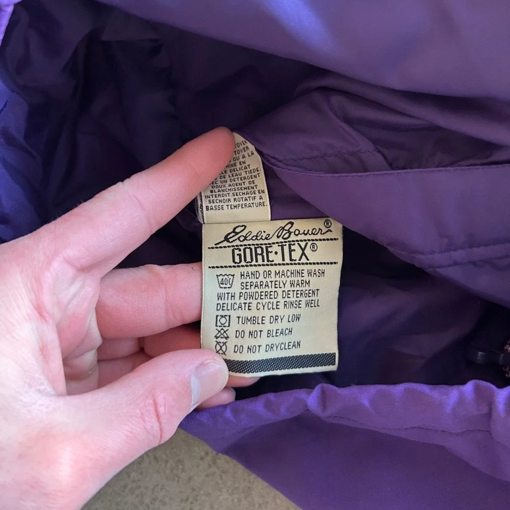 Vintage‎ Eddie Bauer Jacket Women's Small Purple Full Zip Parka Hooded Gore Tex